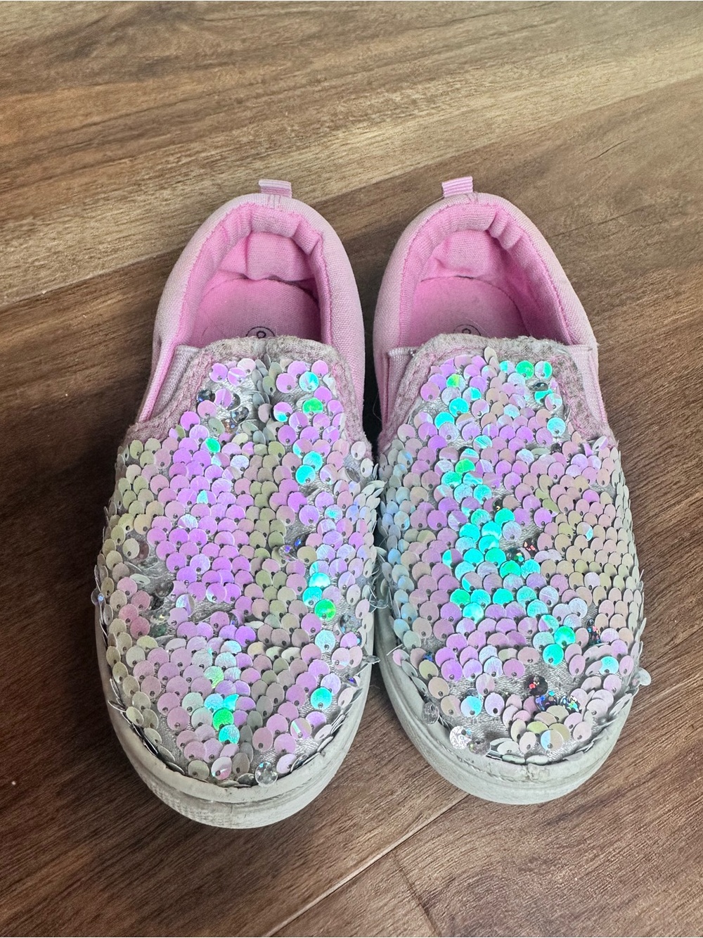 Toddler Size 8 Cat & Jack Pink Iridescent Sequin Slip-On Shoes